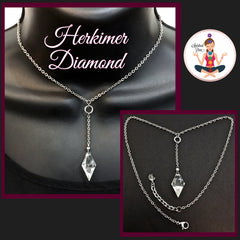 Herkimer Diamond Healing Crystal reiki Choker Y Gemstone Necklace - Spiritual Diva Jewelry