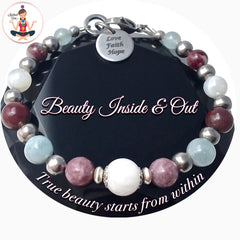 Inner Beauty Healing Crystal Reiki Gemstone Moonstone Aquamarine Pink Tourmaline Bracelet - Spiritual Diva jewelry