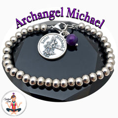 Archangel Michael Sugilite healing Crystal Reiki Gemstone Adjustable Charm Bracelet - Spiritual Diva Jewelry
