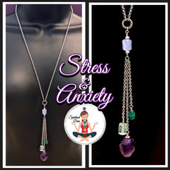 Stress Anxiety Healing Crystal Reiki gemstone Tassel Necklace - Spiritual Diva Jewelry