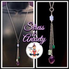 Stress Anxiety Healing Crystal Reiki Gemstone tassel  Necklace - Spiritual Diva Jewelry