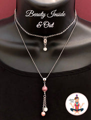 Inner Beauty Healing Crystal Reiki Gemstone Moonstone Aquamarine Pink Tourmaline Double Strand Choker Necklace - Spiritual Diva jewelry