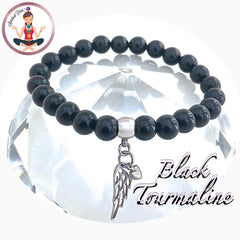 Black Tourmaline Energy Healing Crystal Reiki Gemstone Angel Bracelet - Spiritual Diva 