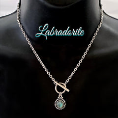 Spiritual Diva Labradorite Energy Healing Crystal Reiki Toggle Gemstone Necklace