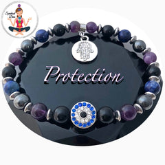 protection hamsa hand evil eye healing crystal reiki gemstone bracelet - Spiritual Diva Jewelry