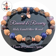 Cancer Immune System Recovery Healing Crystal Reiki Olive Wood Copper Bracelet - Spiritual Diva Jewelry