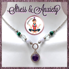 Stress Anxiety Energy Healing Crystal Reiki Gemstone Choker Necklace - Spiritual Diva 