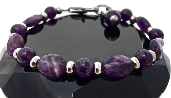 Amethyst Energy Healing Crystal Gemstone Adjustable Reiki Bracelet ...