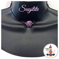 Sugilite Energy Healing Crystal Reiki Pendant Learher Gemstone Choker Necklace - Spiritual Diva Jewelry