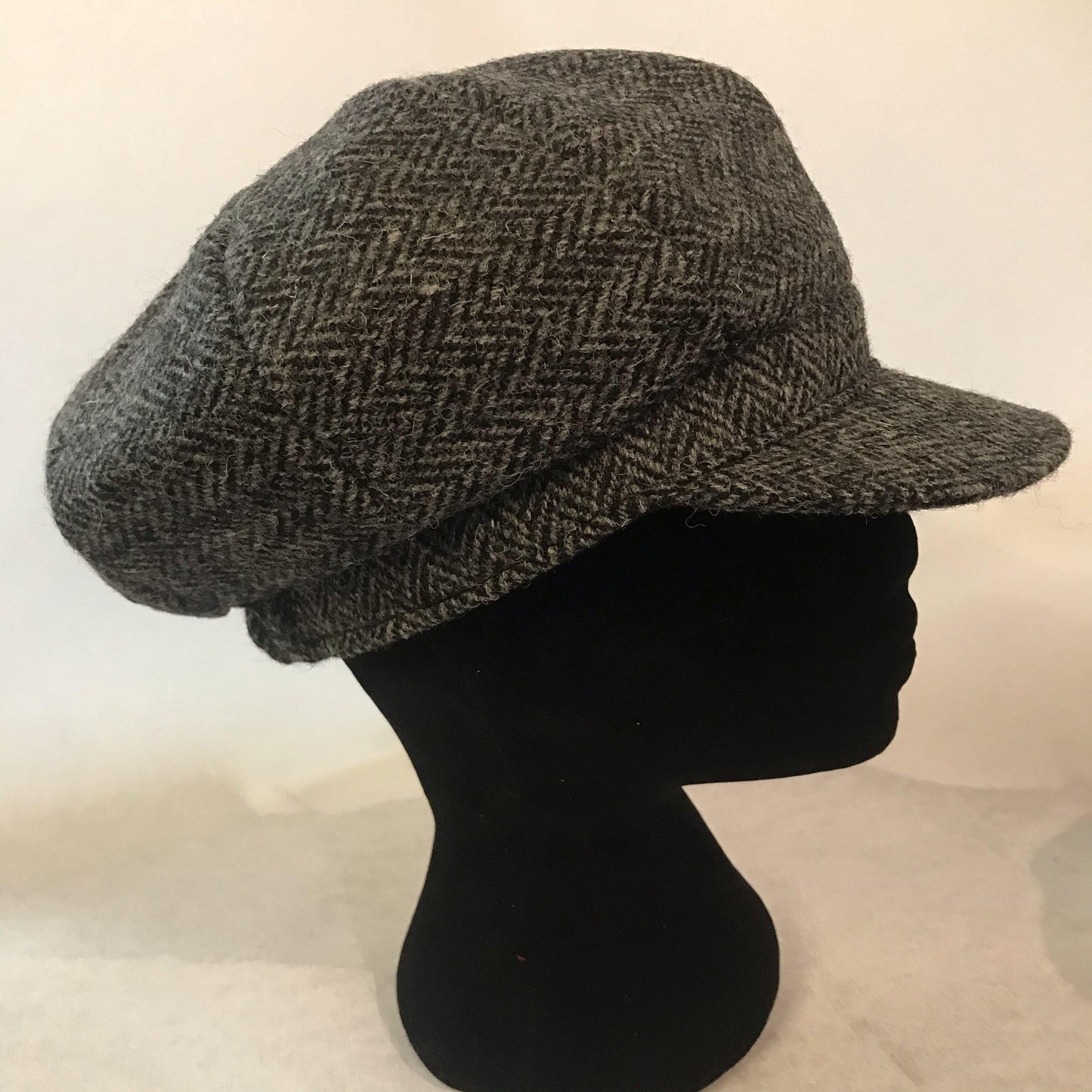 Ladies Harris Tweed Hat Grey Black Baker Boy Rain Hat Made in UK ...