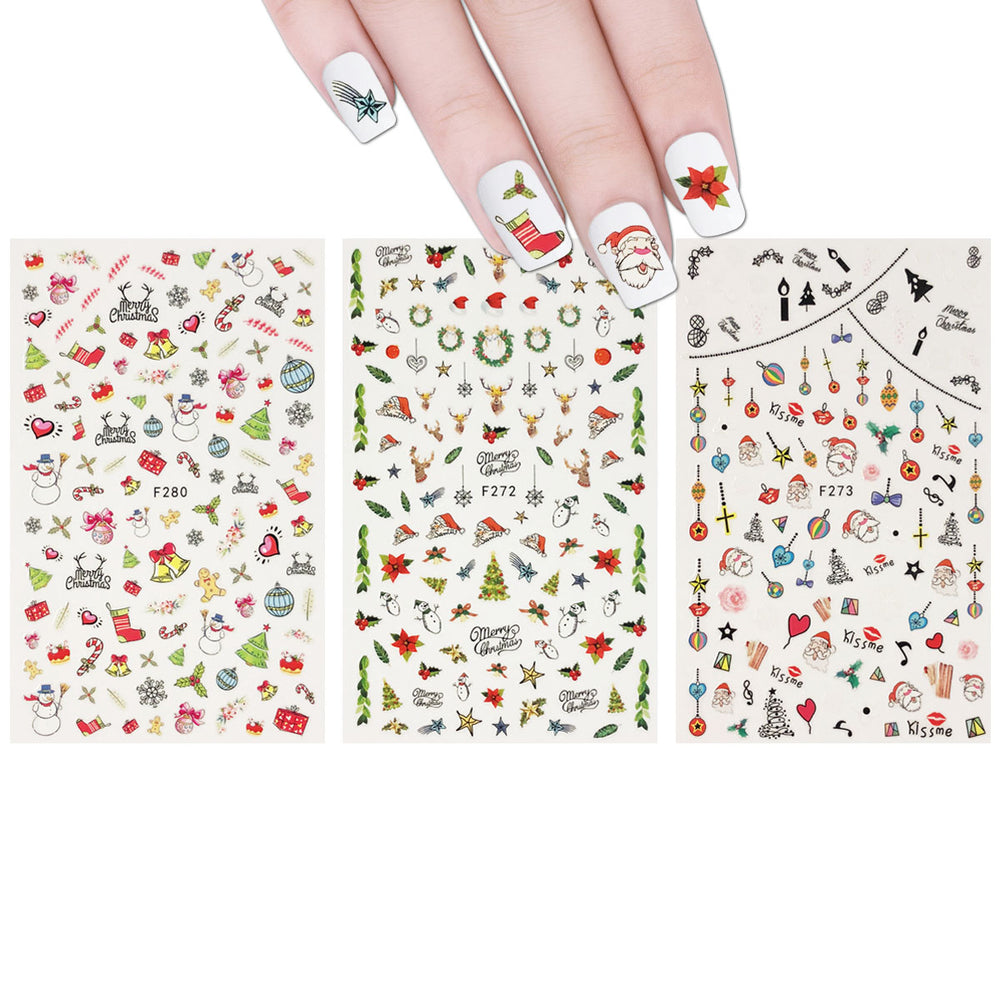 Merry Christmas Nail Art Christmas Nail Stickers (3 sheets) – allydrew