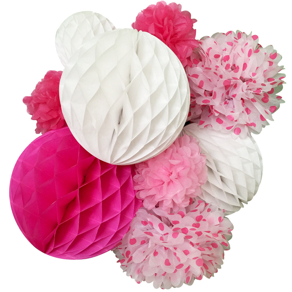 Had kreativ Bred rækkevidde Tissue Paper Honeycomb Ball and Pom Pom Party Decorations (Set of 21) –  allydrew