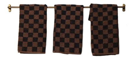 Brown and black checkerboard pool towel 