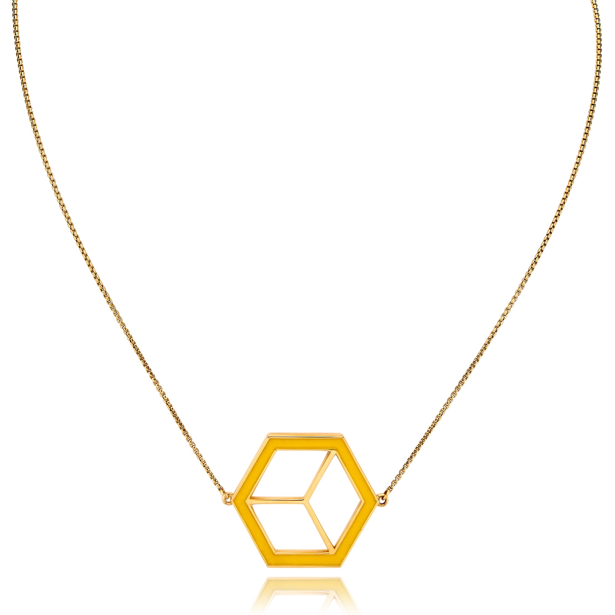 Large Reversible Hex Necklace - Yellow/Pink - ReRe Jewelry