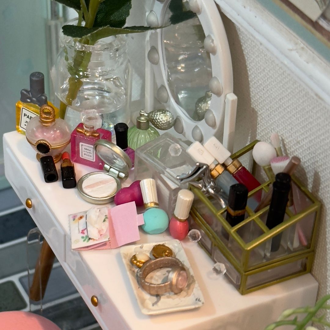miniature vanity table with cosmetica