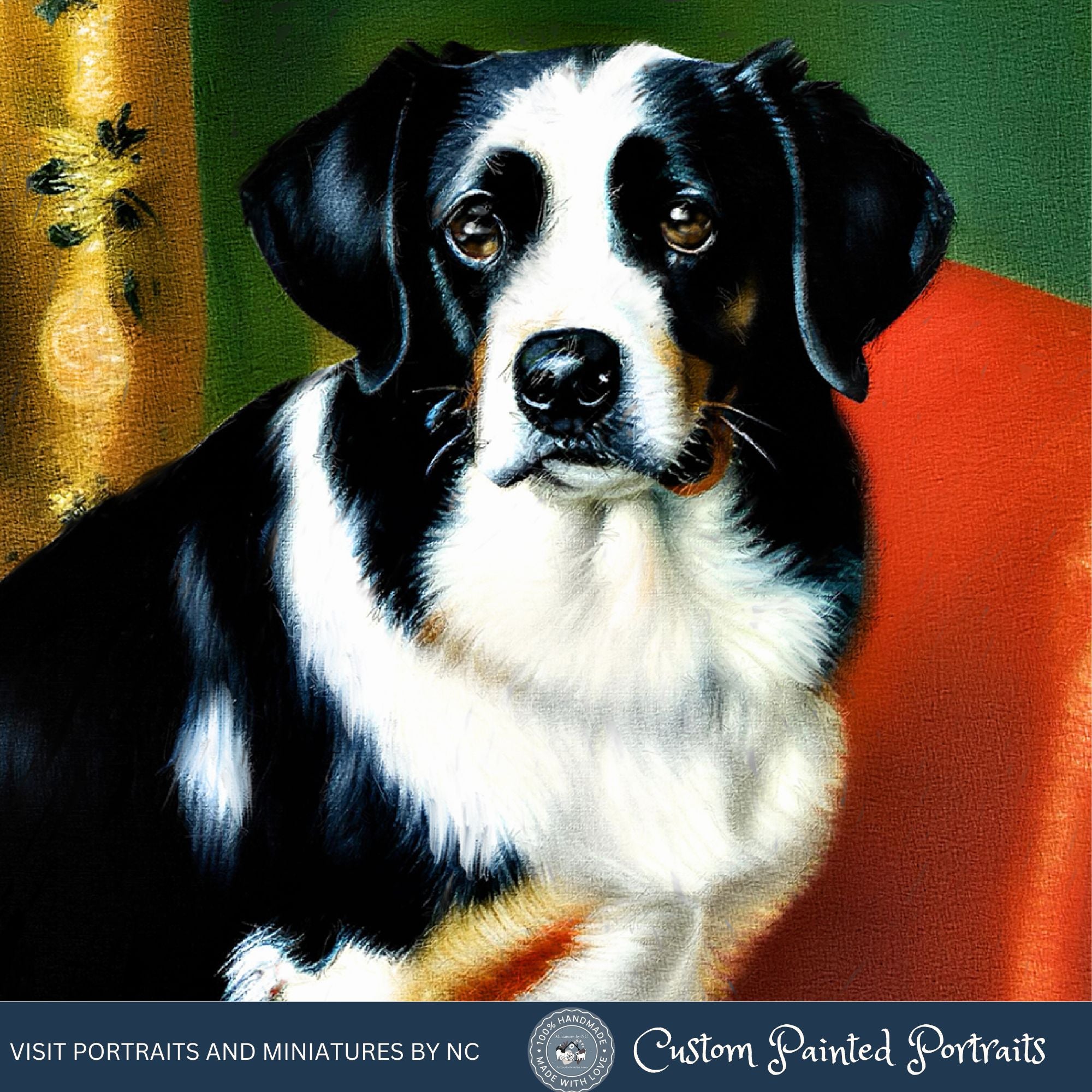 australian border collie painted in Henri Matisse style