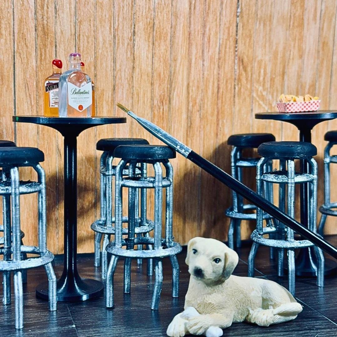 Miniature Bar Stools and Tables