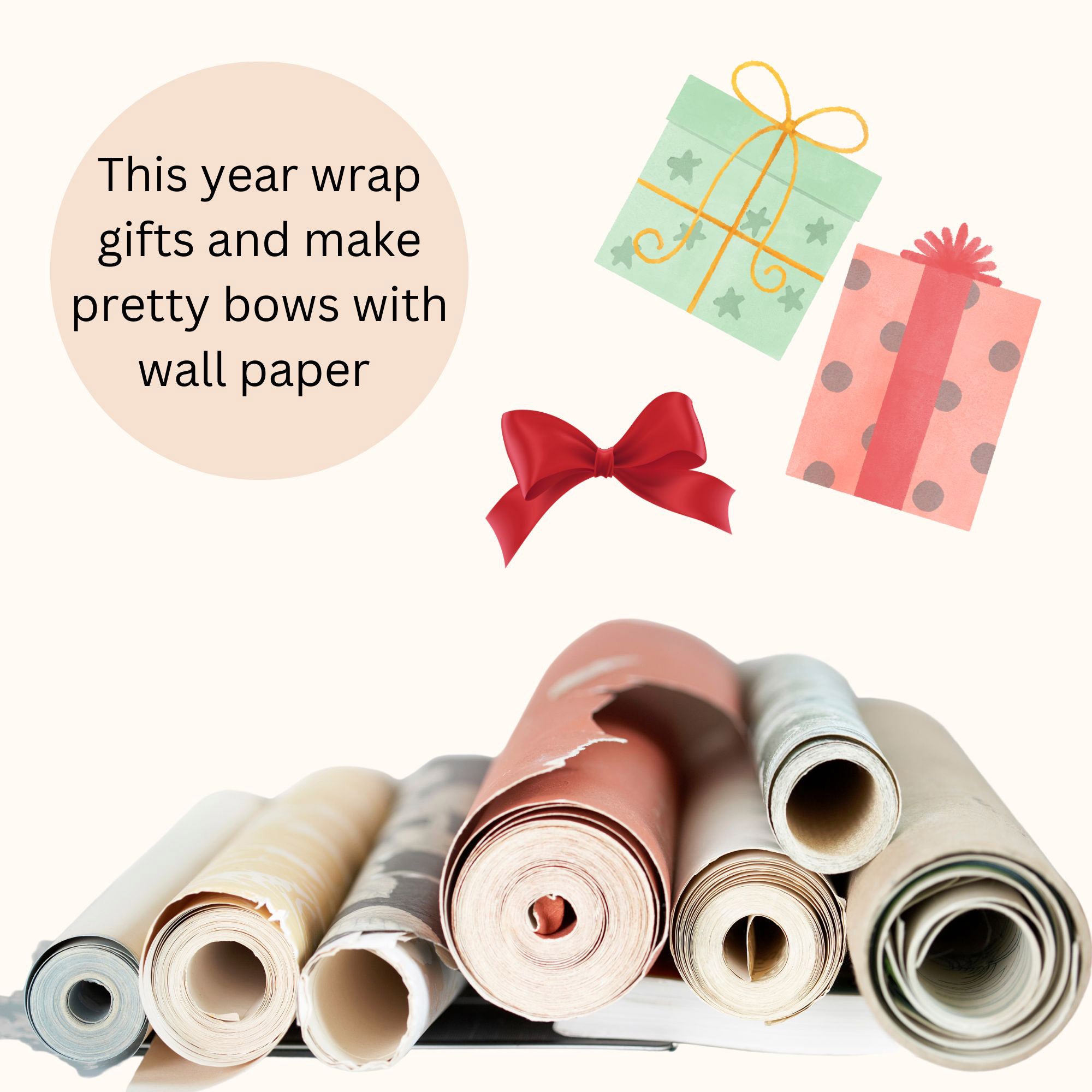 Wallpaper as gift wrap and bows