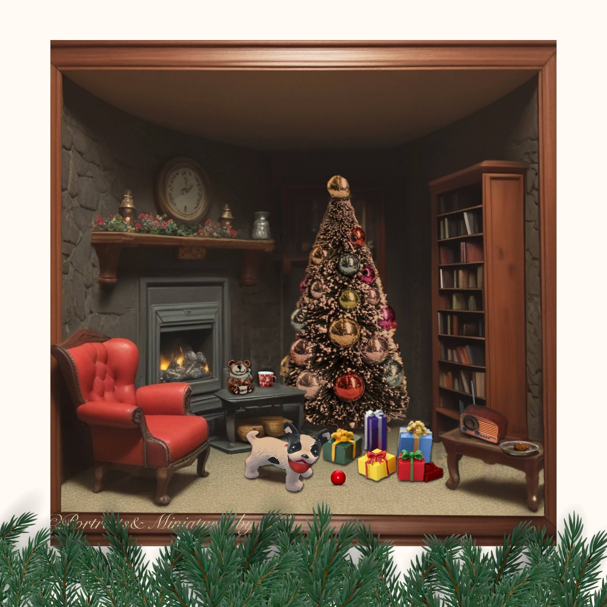 Christmas Diorama with Pug