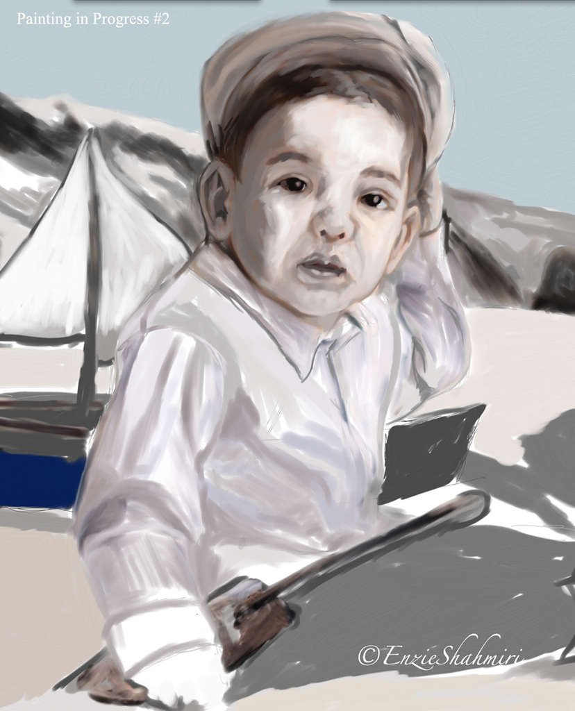 sketch of child at beach