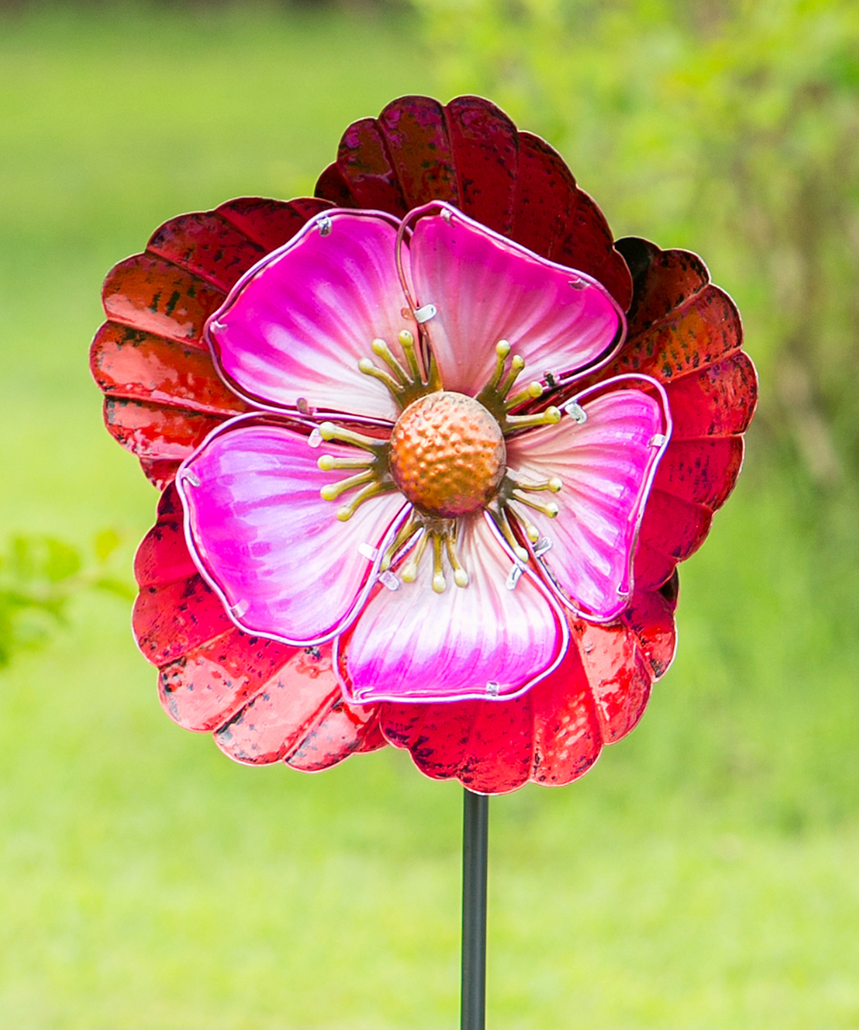 Pink Flower Garden Stake