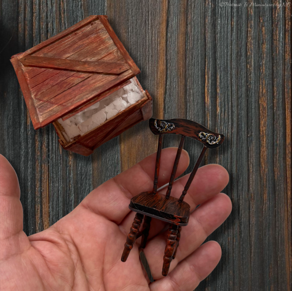 tiny minaiture wood chair