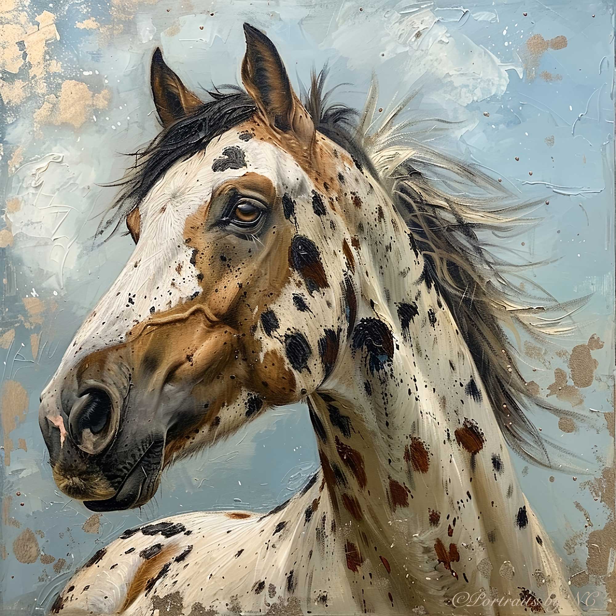 appaloose horse portrait in oil
