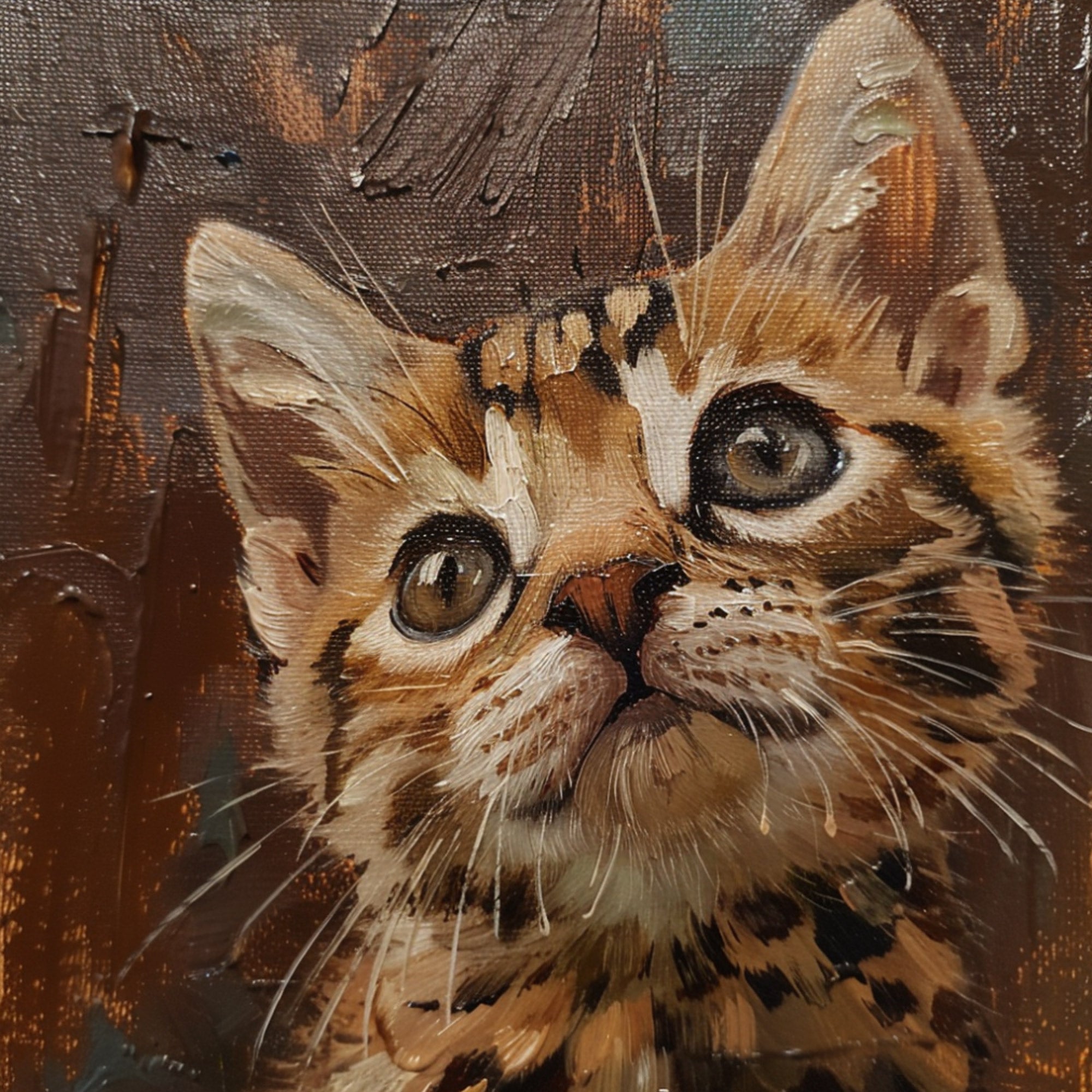 Bengal Tiger Kitten Portrait in Oil