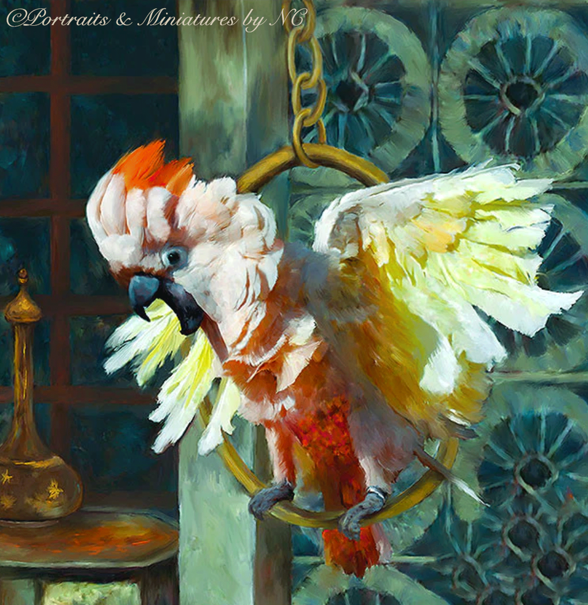 cockatoo oil painting