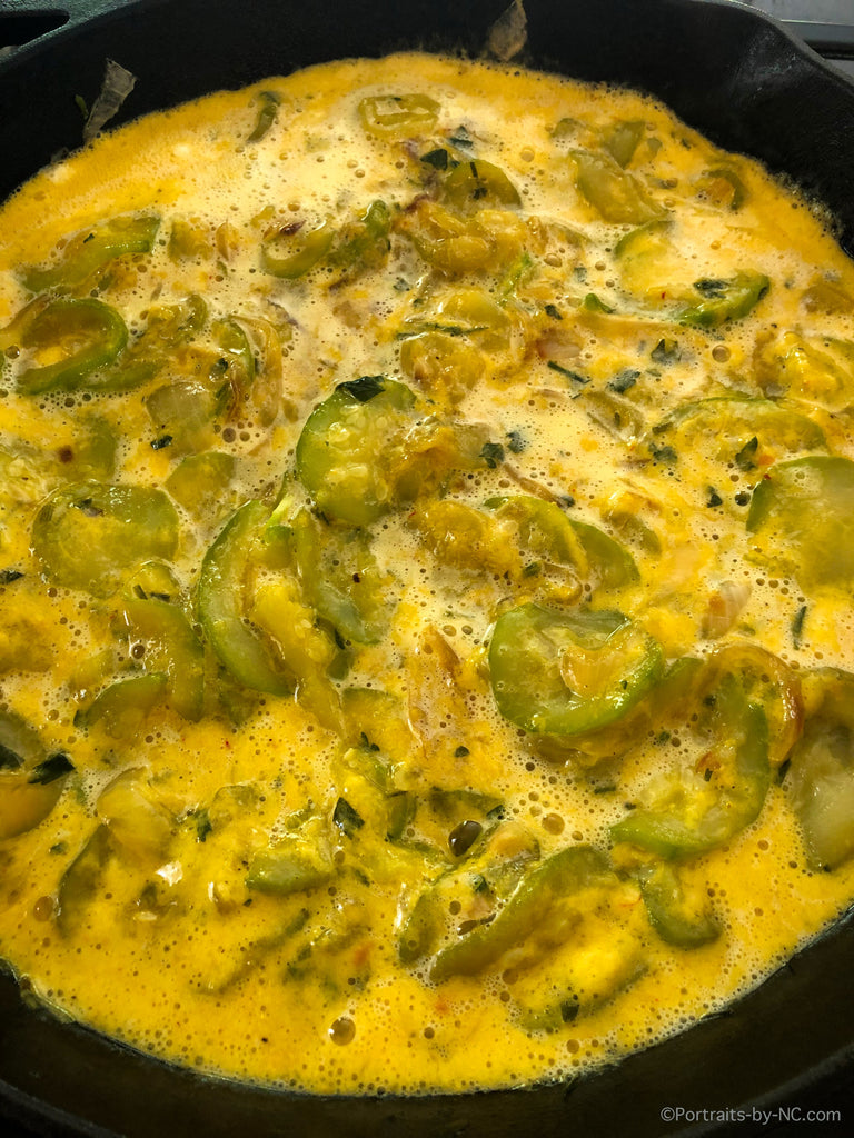 egg mix in skillet