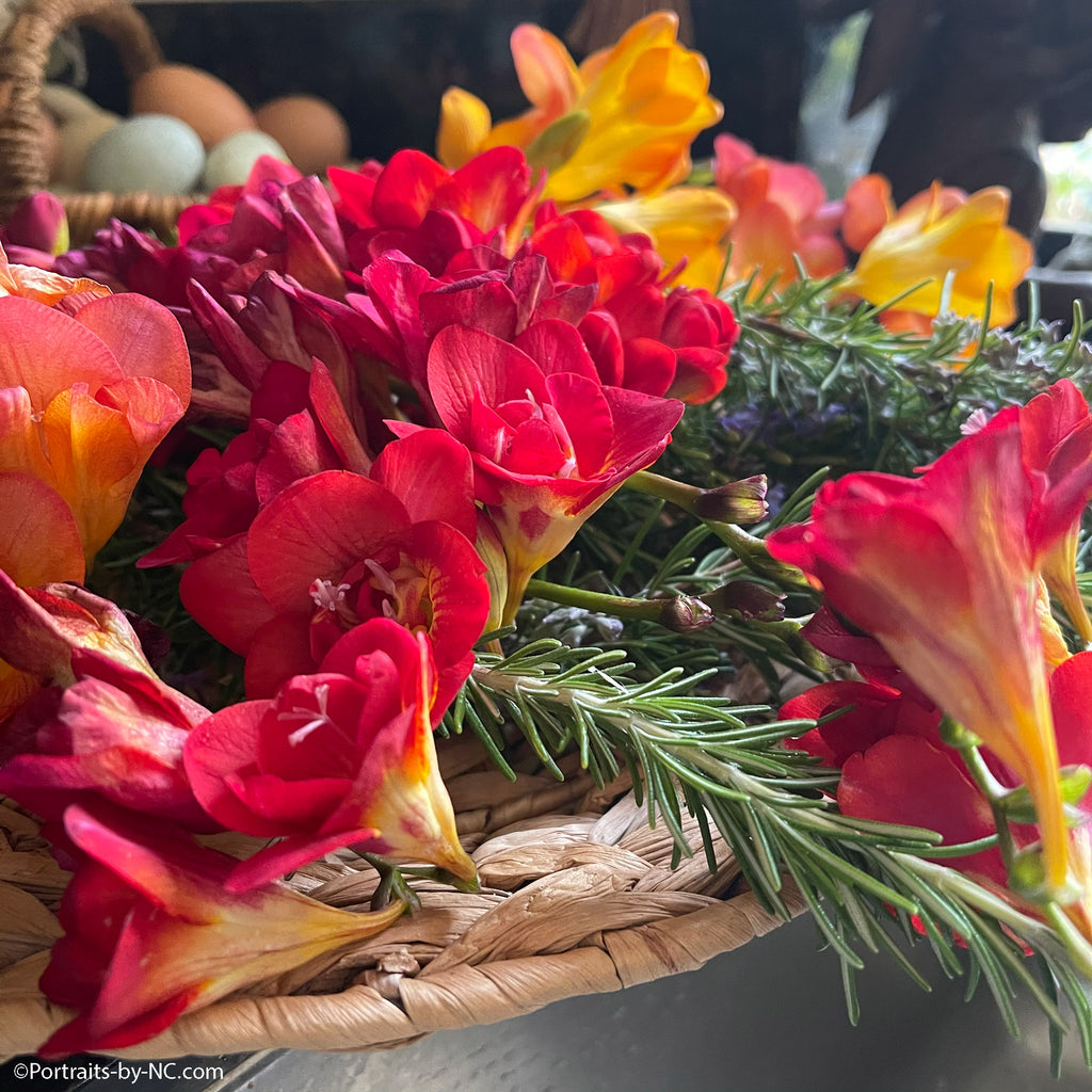 freesia with rosemary