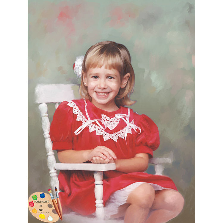 Porträt eines Mädchens auf einem Schaukelstuhl