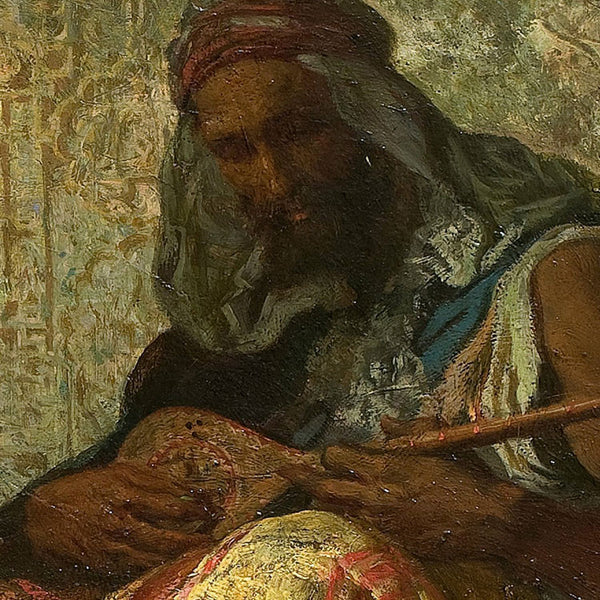 man-playing-instrument-painting-detail