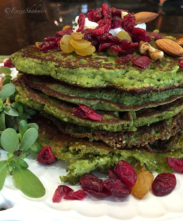 Pancakes sans gluten au thé vert matcha