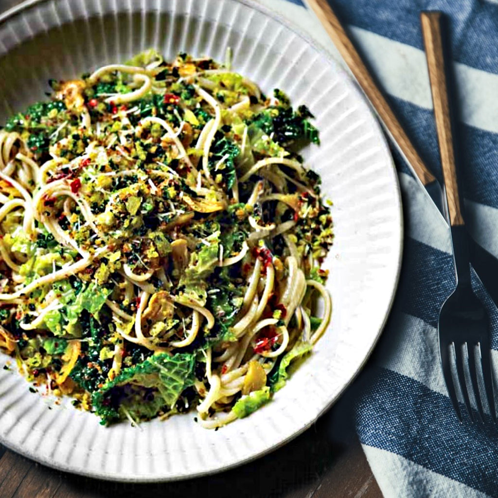 Linguini pasta with anchovies