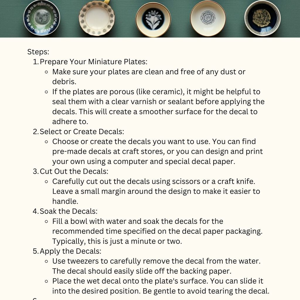 how to make miniature plates with decals