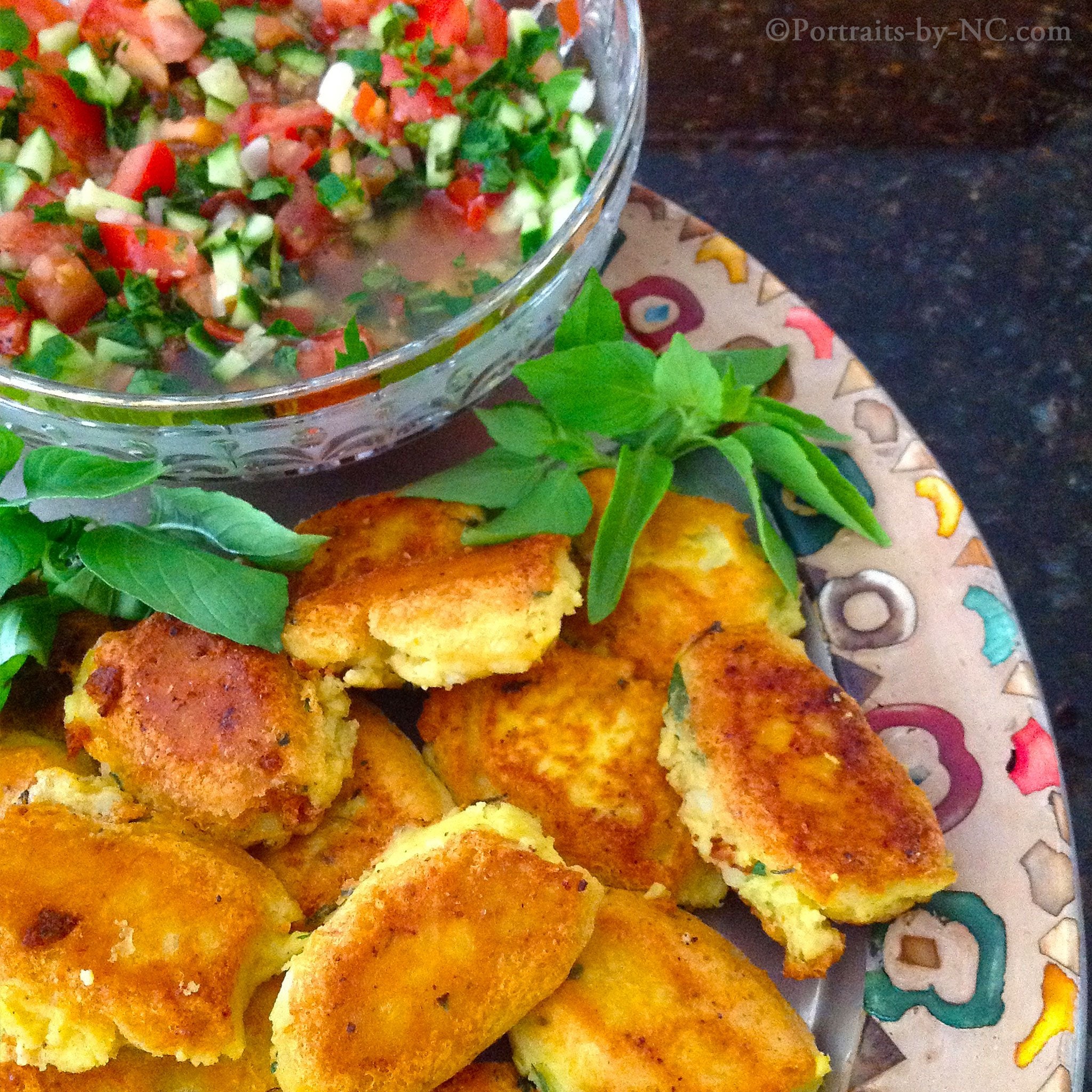 potato patties with salad