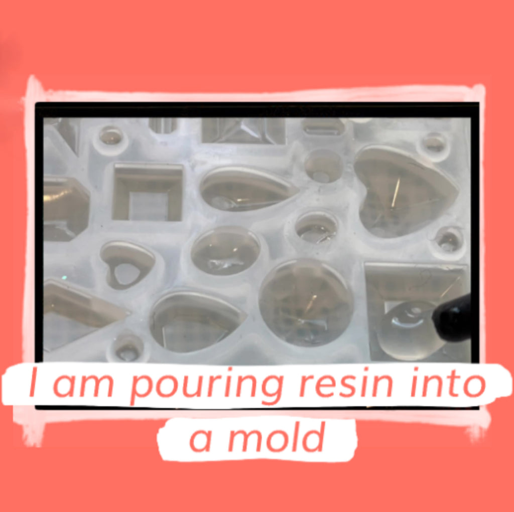 pouring resin into a mold