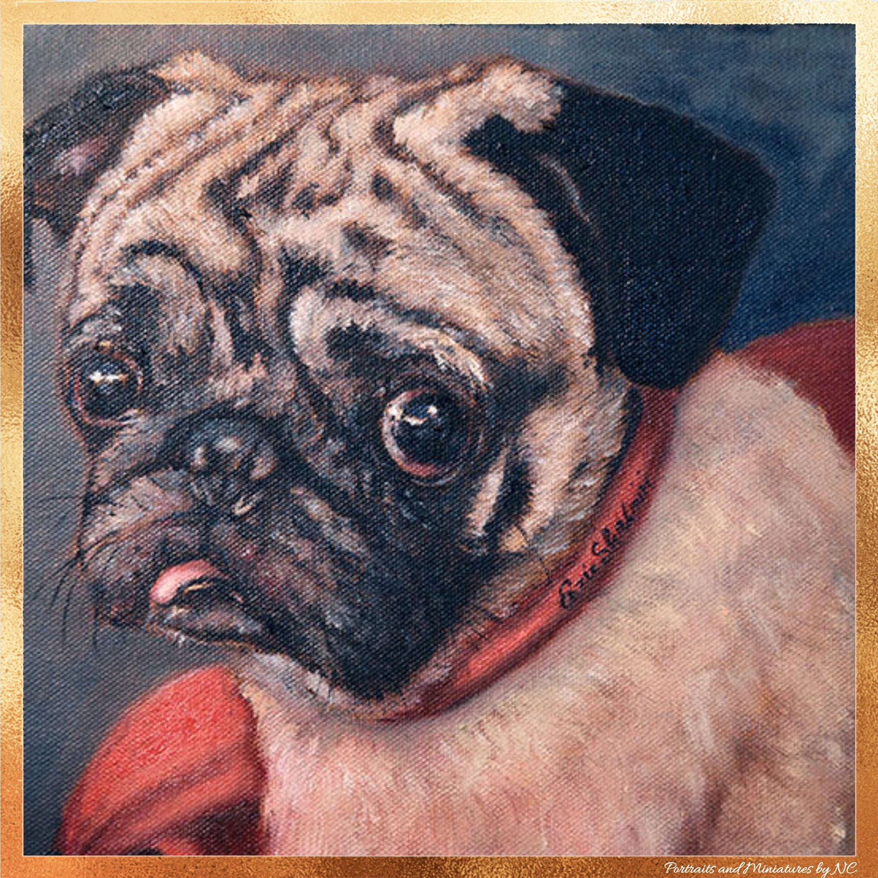 oil painting of a pug