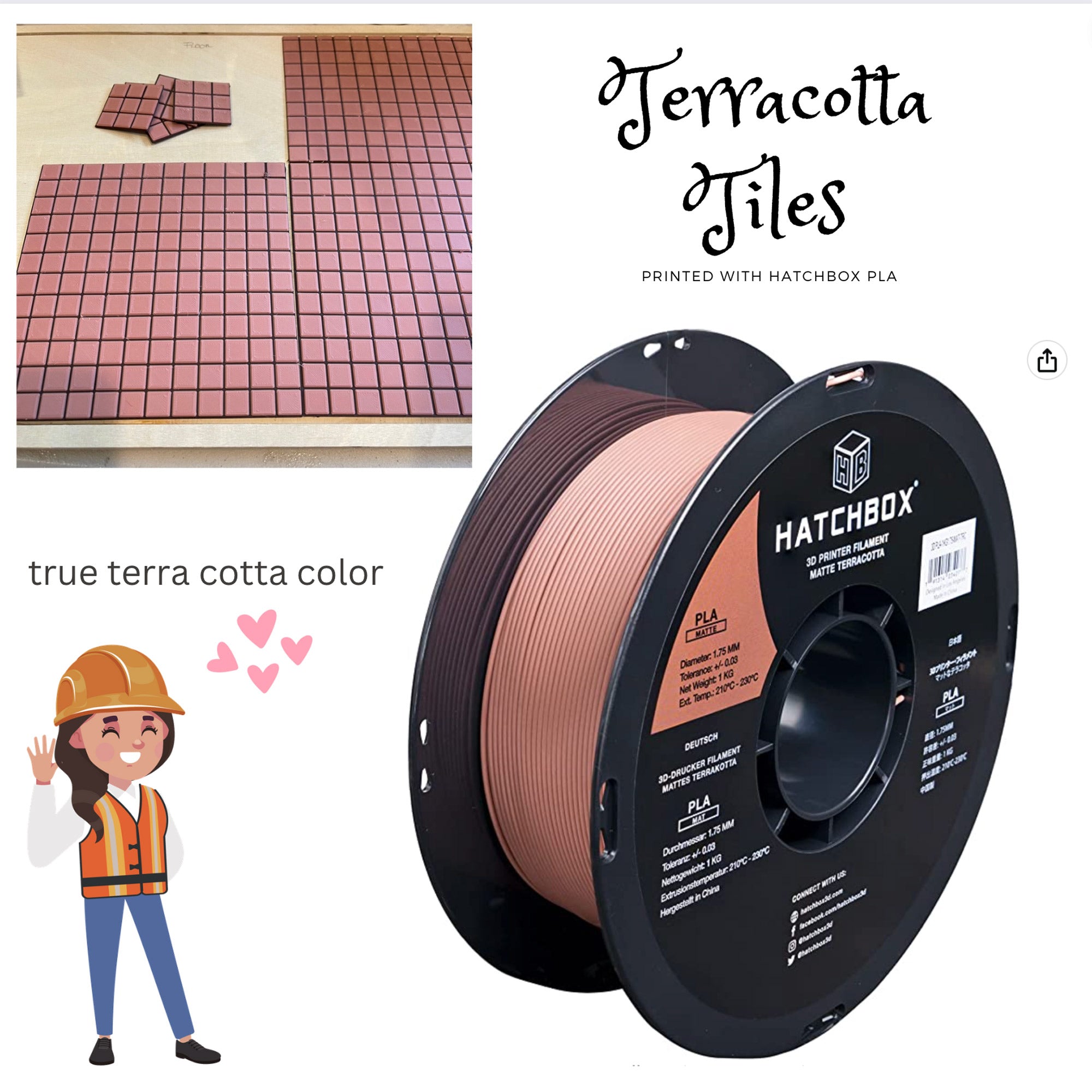 carreaux de terre cuite imprimés avec hatchbox pla