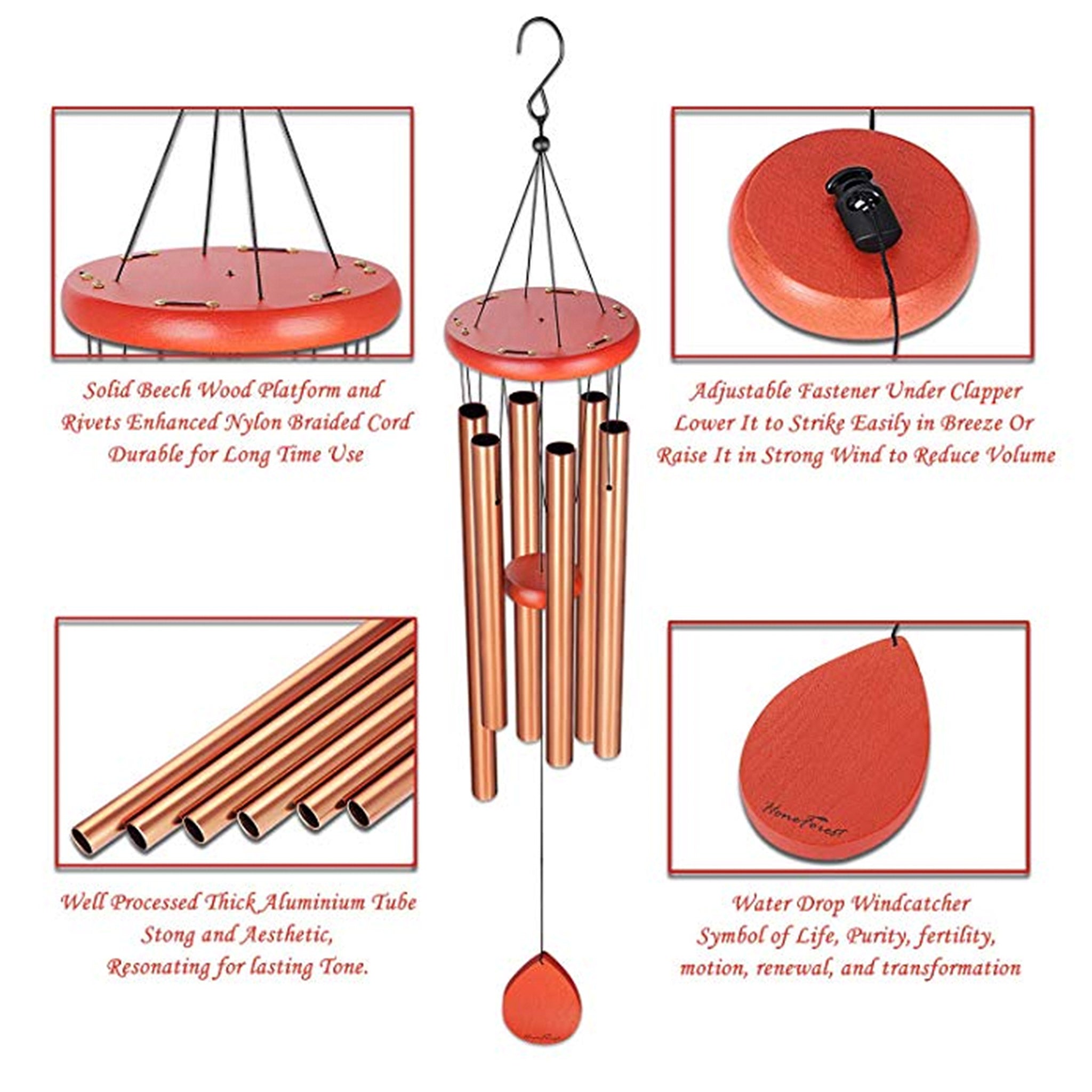 Spécifications du carillon éolien Honeforest