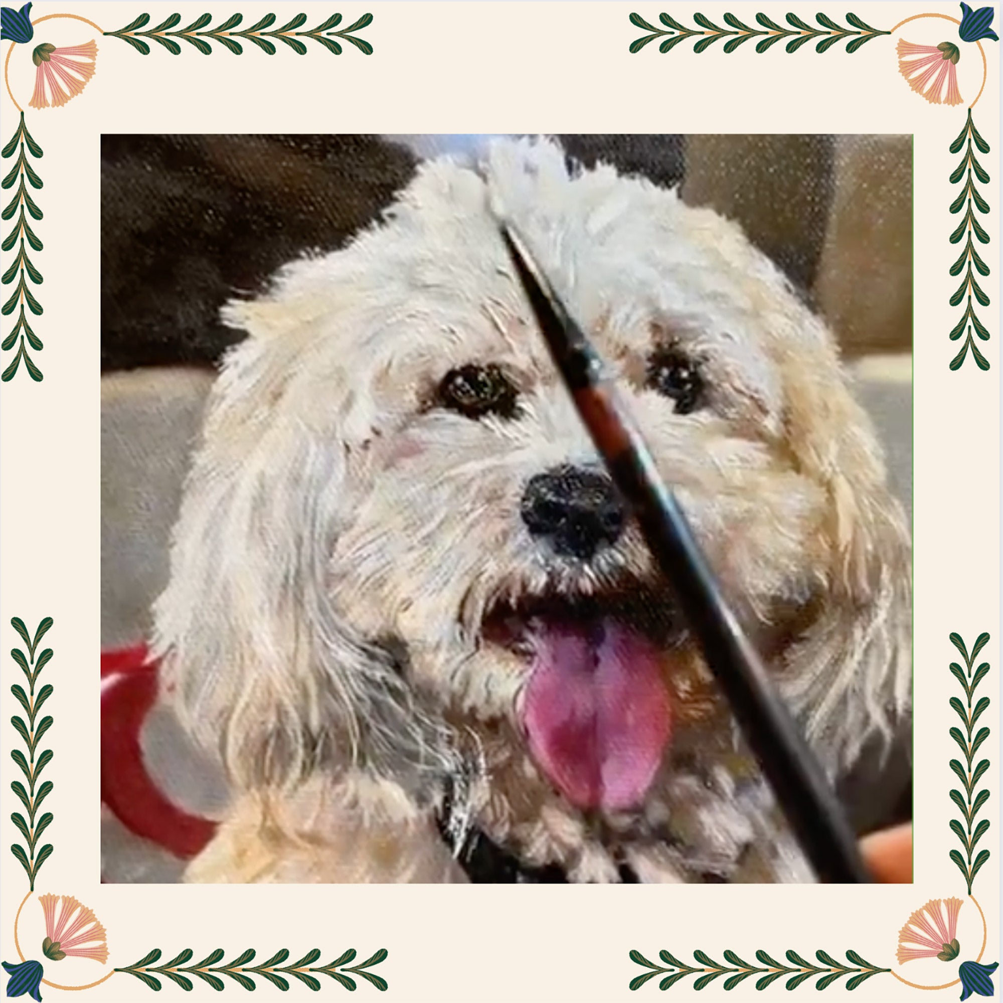 Havanese Dog Portrait Painting progression