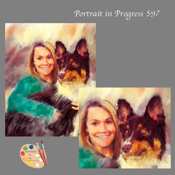 woman with dog painting 597