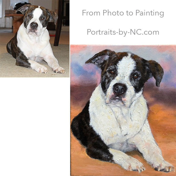 Custom painted pit bull portrait