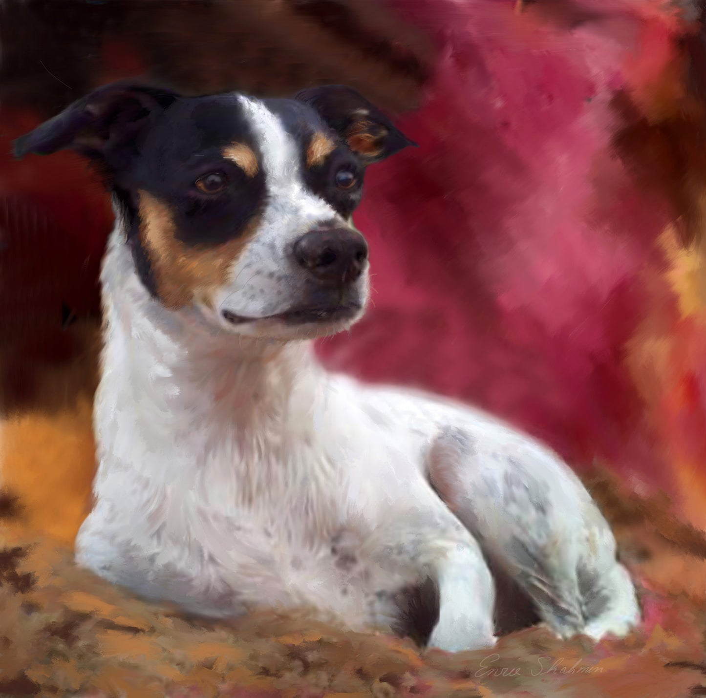 Rat Terrier Custom Painted Dog Portrait