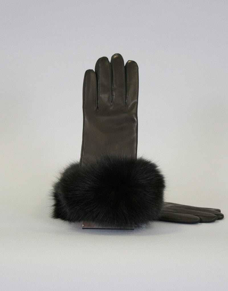 silver fox fur gloves