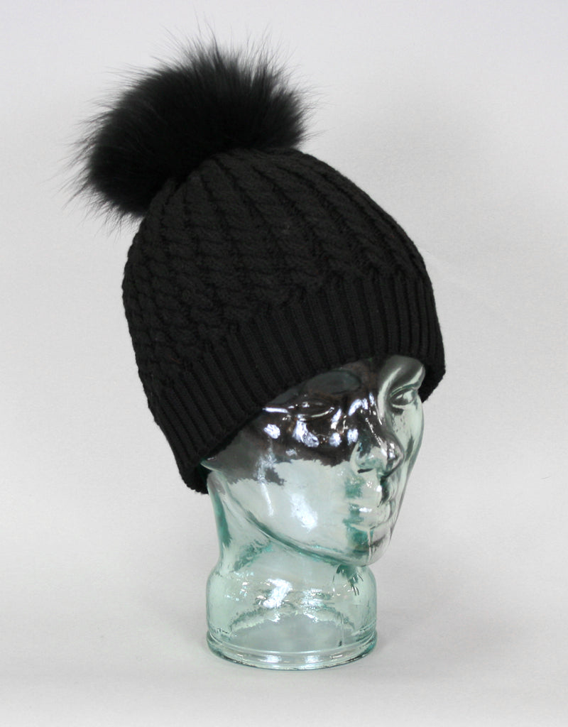 black fur winter hat