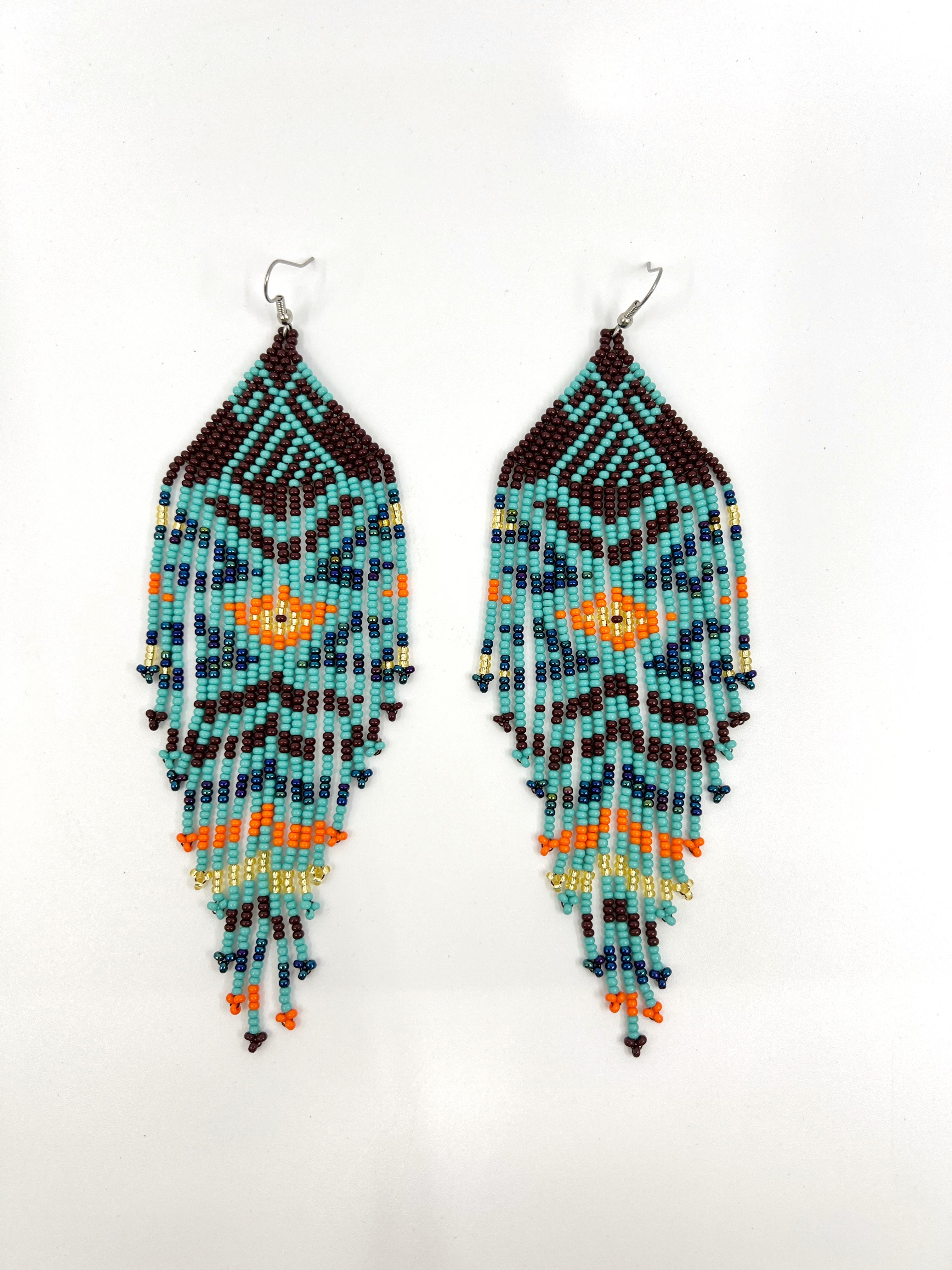 The Sylvi Earring - Large Turquoise Beaded Brass Spike Statement Earri –  XTRA by Stacey