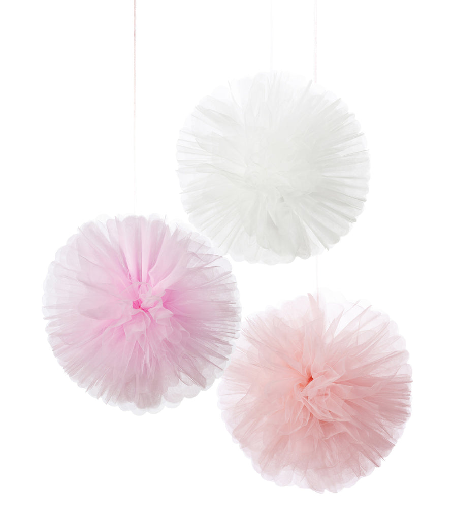 Pink Tulle Pom Poms