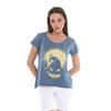 Anthracite Stone Washed Halloween SkullPrint Women's Top